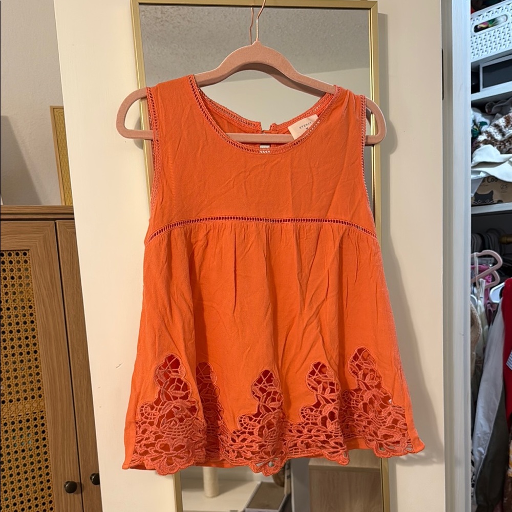 Orange Sleeveless Top with Crochet